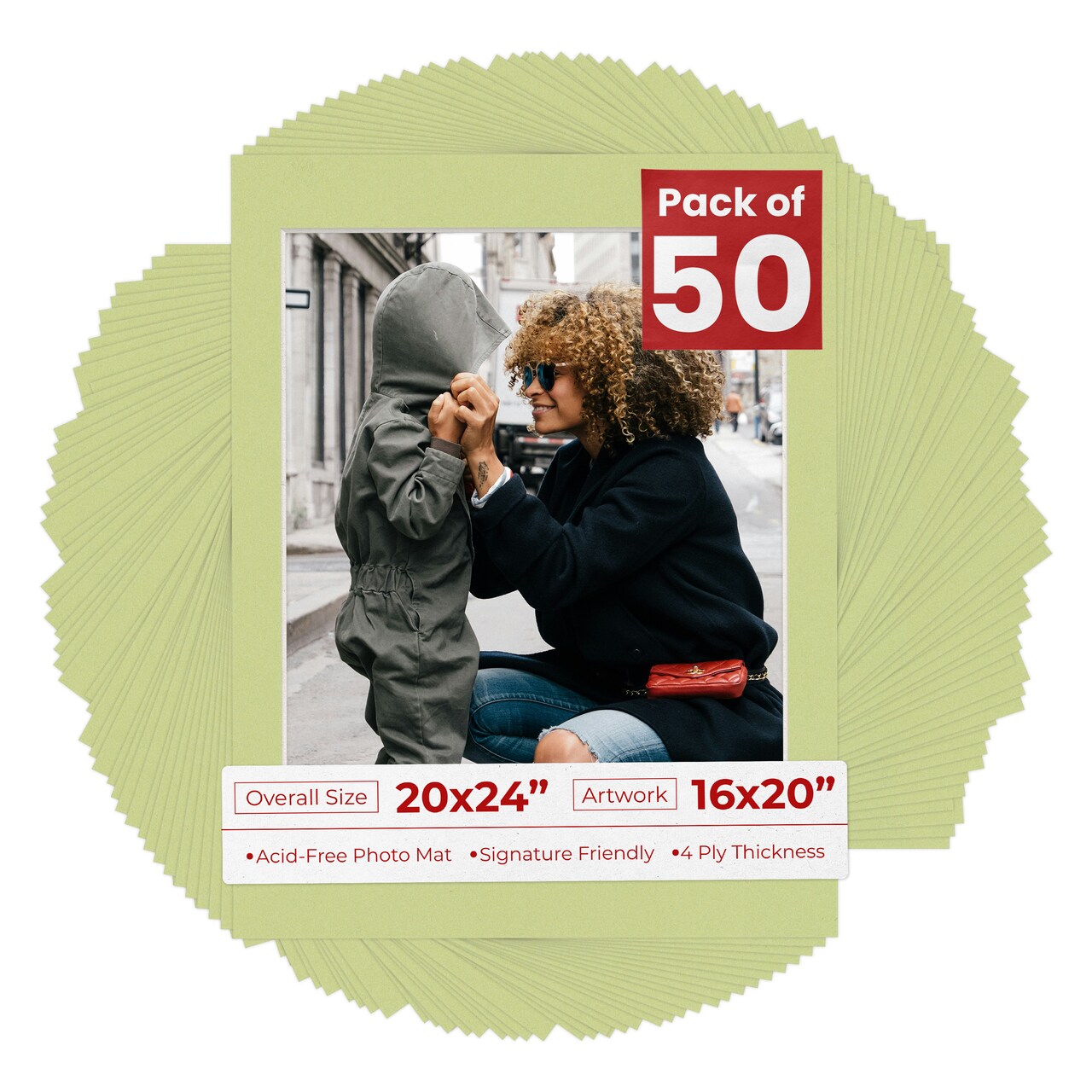 Pistachio Green Mat Board for 20x24 Frames - Fits 16x20 Photos